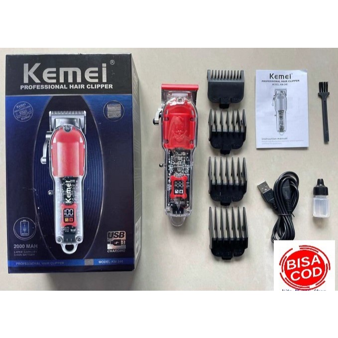 ALAT CUKUR RAMBUT KEMEI KM 246 TRANSPARAN NEW HAIR CLIPPER