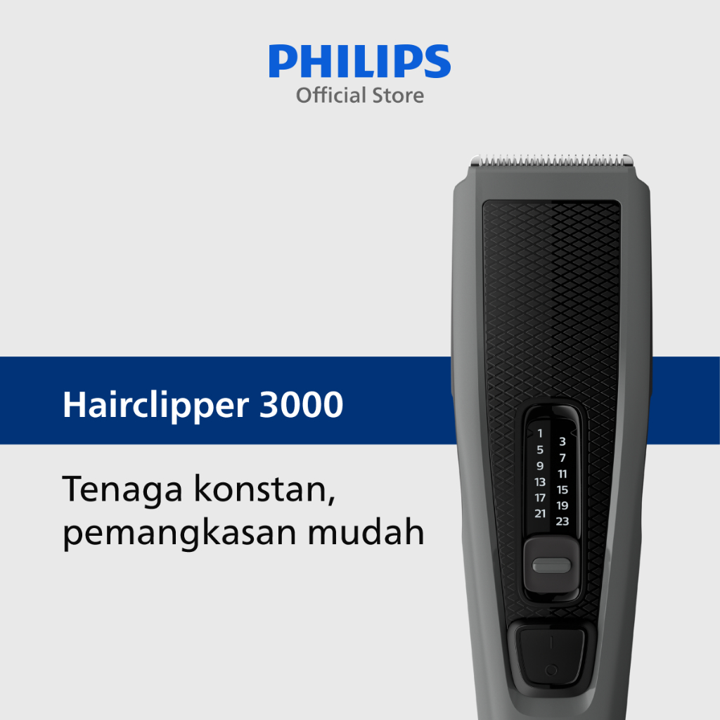 Philips | Hair Clipper 3000 | Alat Cukur Rambut Electric | Pangkas Rambut dengan Cepat | 13 setelan 