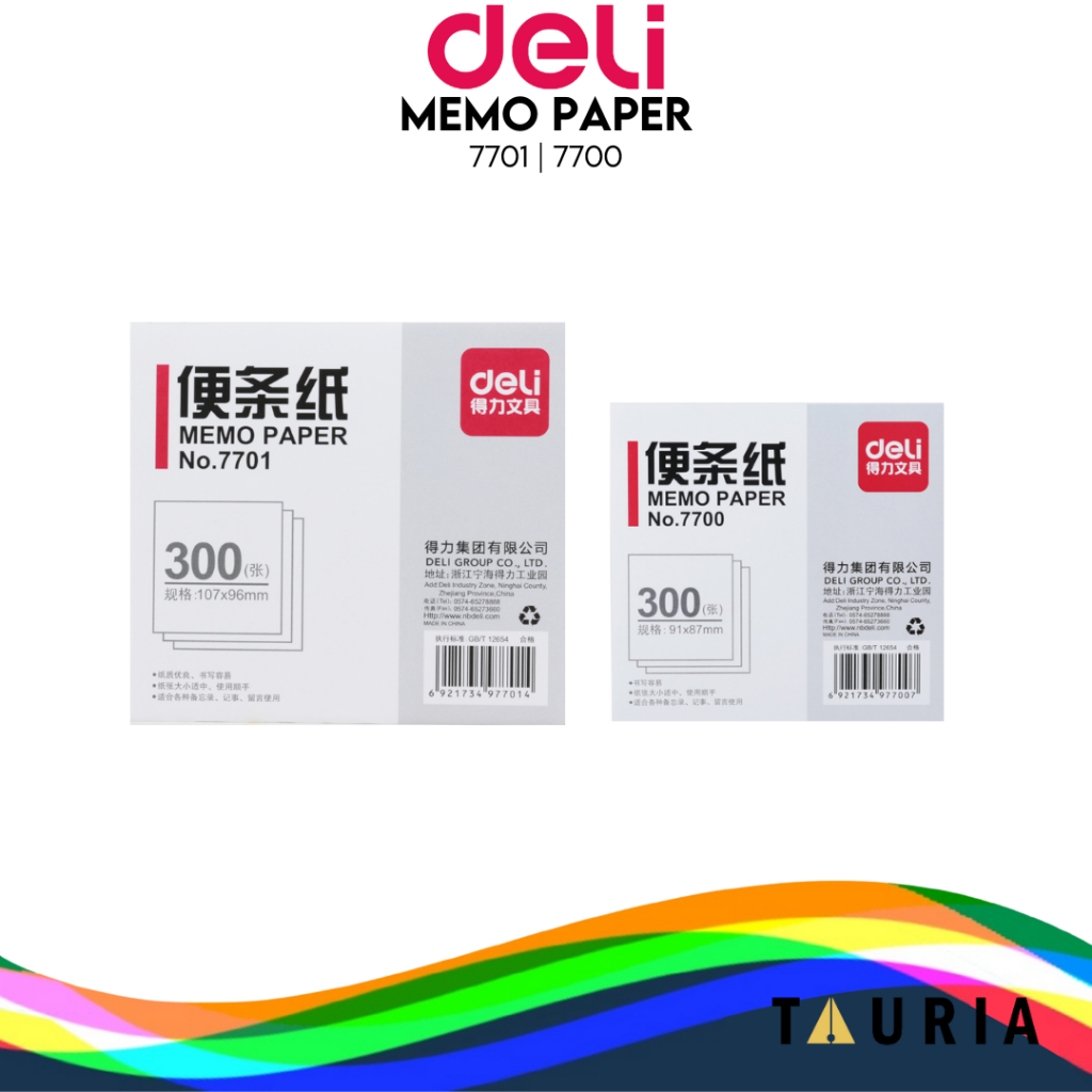 

Deli Memo Paper / Kertas Memo 300 Lembar Warna Putih Tanpa Kotak 7700 7701