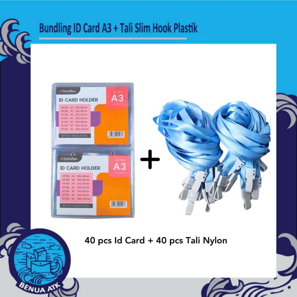 

BUNDLING ID Card Holder A3 + Tali Nylon Slim Hook Plastik - CBT-NYLK