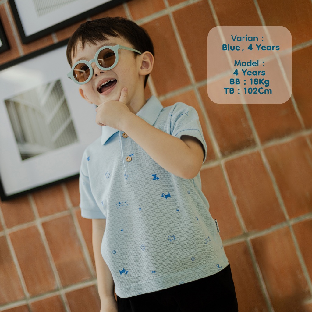 Nice Kids - Printed Polo Shirt (Kaos Atasan Anak Laki-Laki 1-6 Tahun)