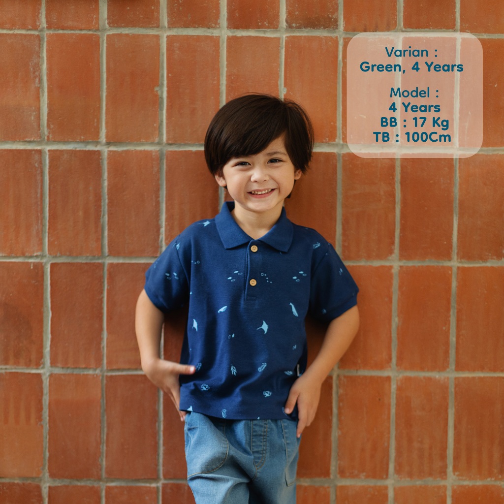 Nice Kids - Printed Polo Shirt (Kaos Atasan Anak Laki-Laki 1-6 Tahun)