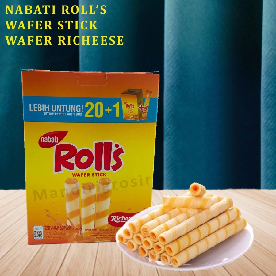 

Wafer Stick Keju * Nabati Roll's * Wafer Richeese * 1 Box Isi 20pcsx5.5gr