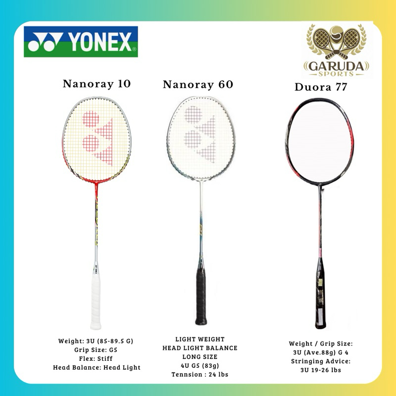 Raket Bulu Tangkis / Badminton YONEX NANORAY 10 | NANORAY 60 | DUORA 77