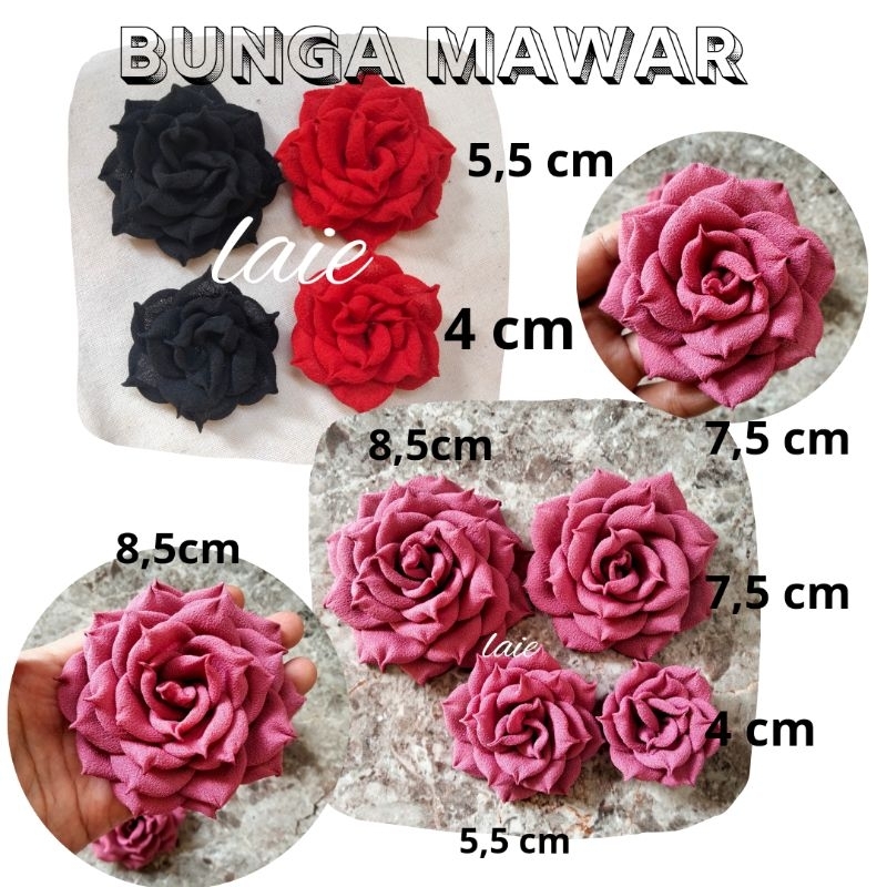 Bunga Mawar Hitam Merah Artificial Palsu Kain