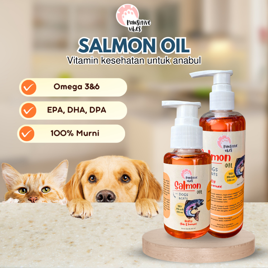 Minyak Salmon Murni 100% - Minyak Salmon Kucing Anjing - Salmon Oil Vitamin - Minyak Ikan Salmon
