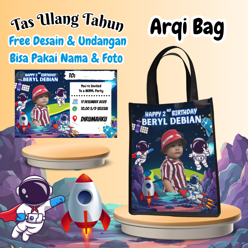 

50 Tas Free Undangan Ulang Tahun Anak Bisa Custom Goodiebag Murah Muat Box Kfc