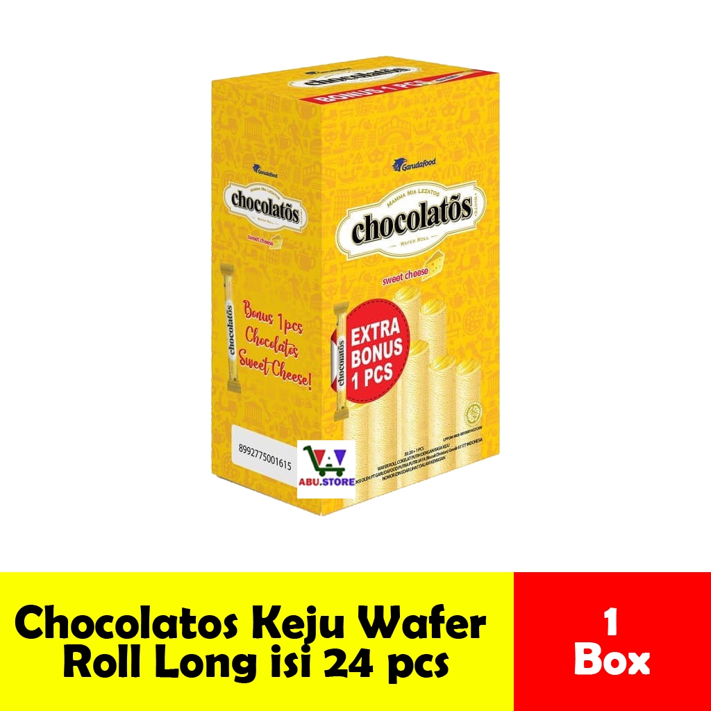 

Chocolatos Wafer Roll Original Keju Sweet Cheese Long Stick Kemasan Box isi 24 pcs