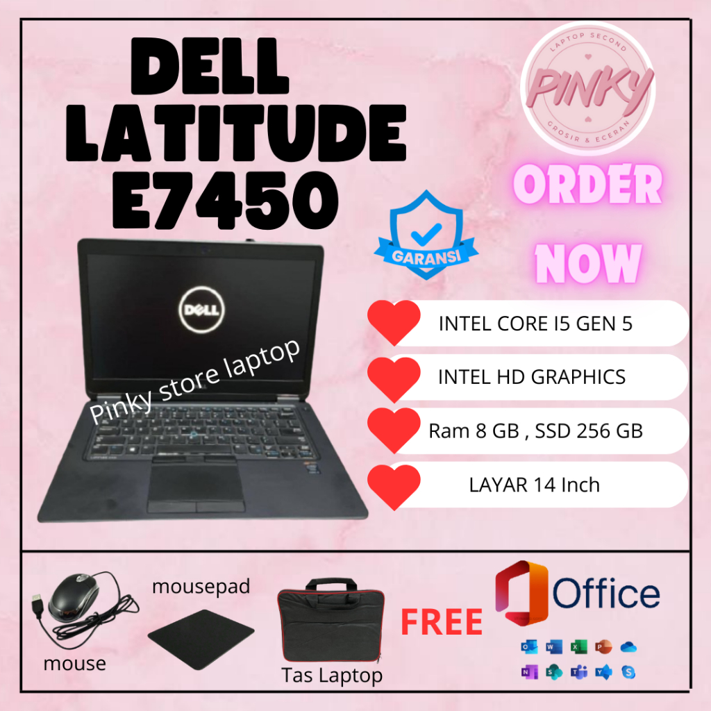 Laptop Dell Latitude E7450/E7470/E7440 second murah meriah