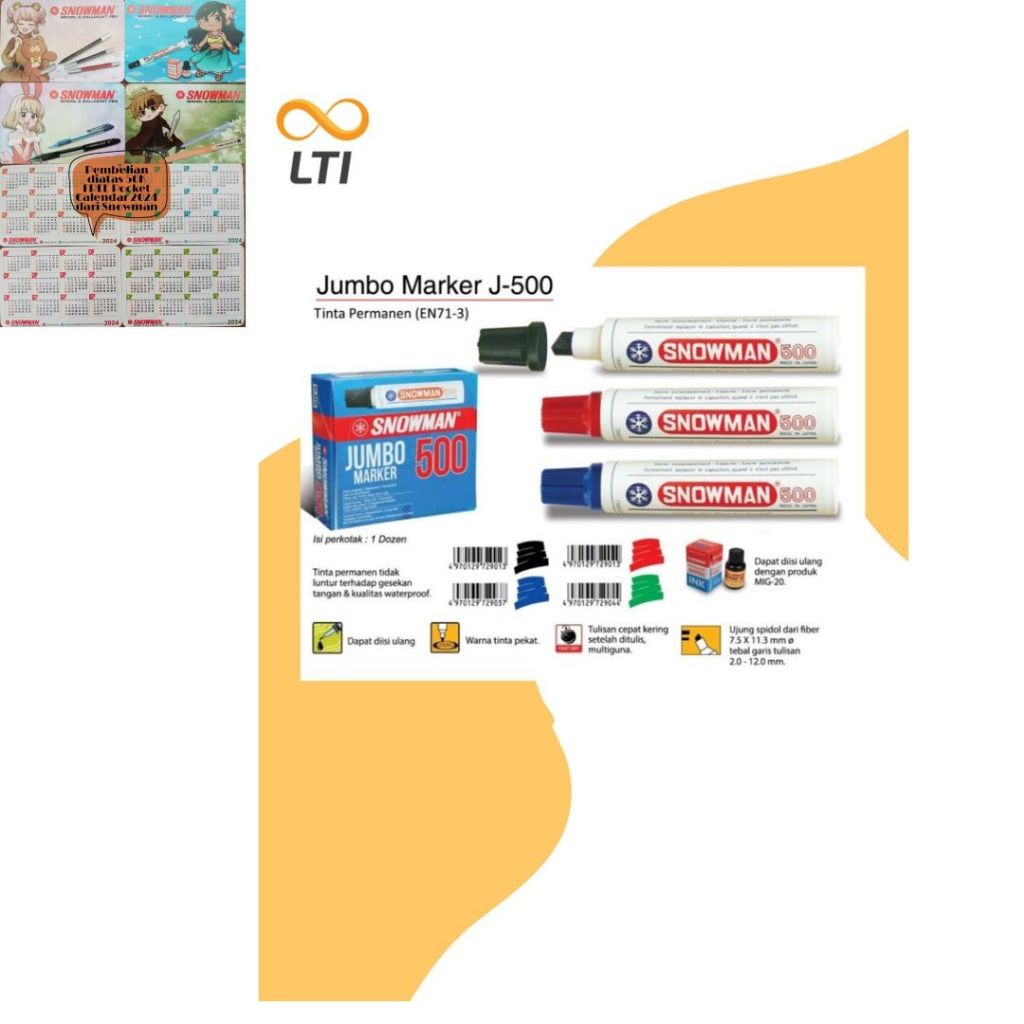 

Spidol Snowman Jumbo J-500 Permanen - HEMAT