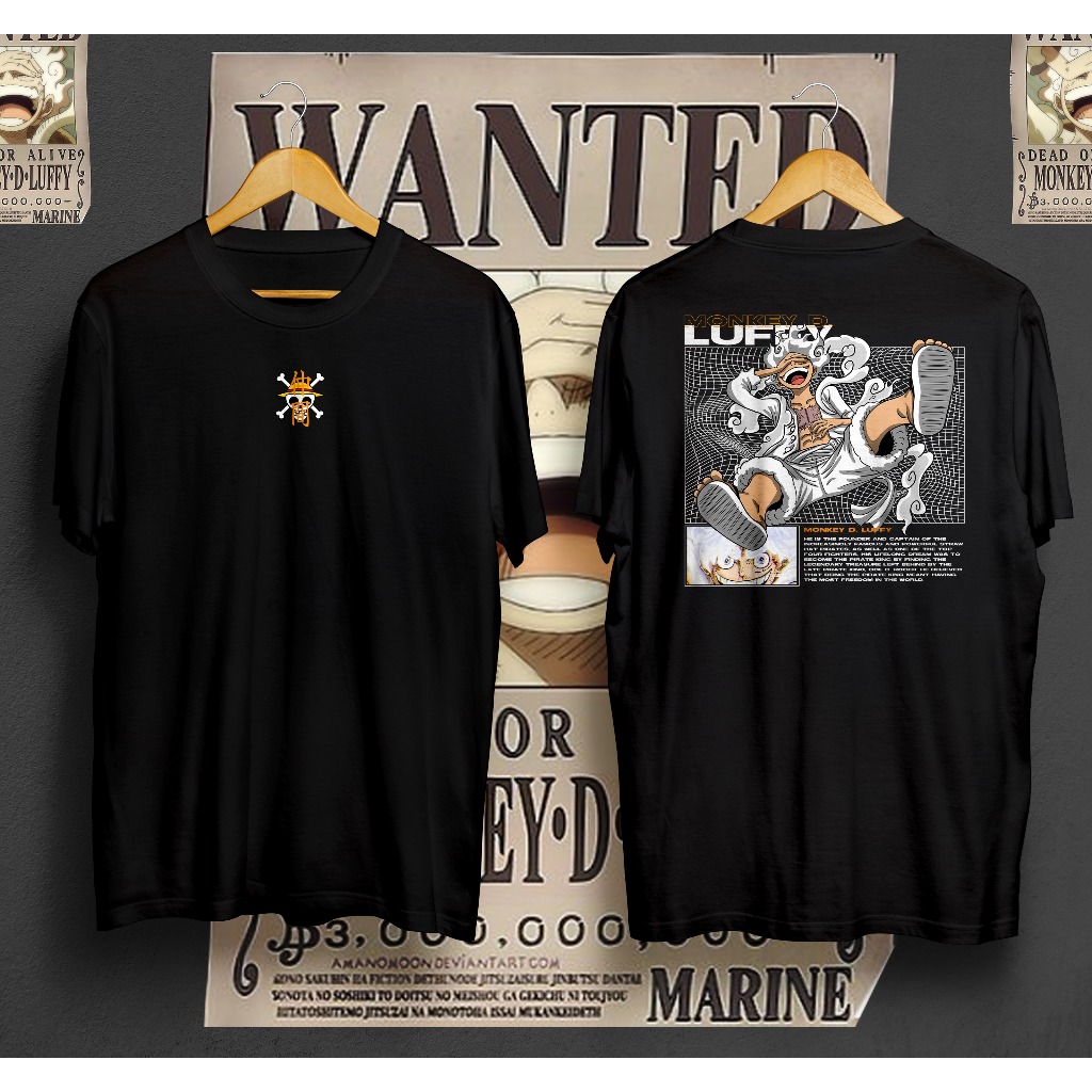 Baju Kaos Tshirt Jepang Distro Pria Wanita Keren Lengan Pendek D Luffy Gear 5 Terbaru Motif Sablon D
