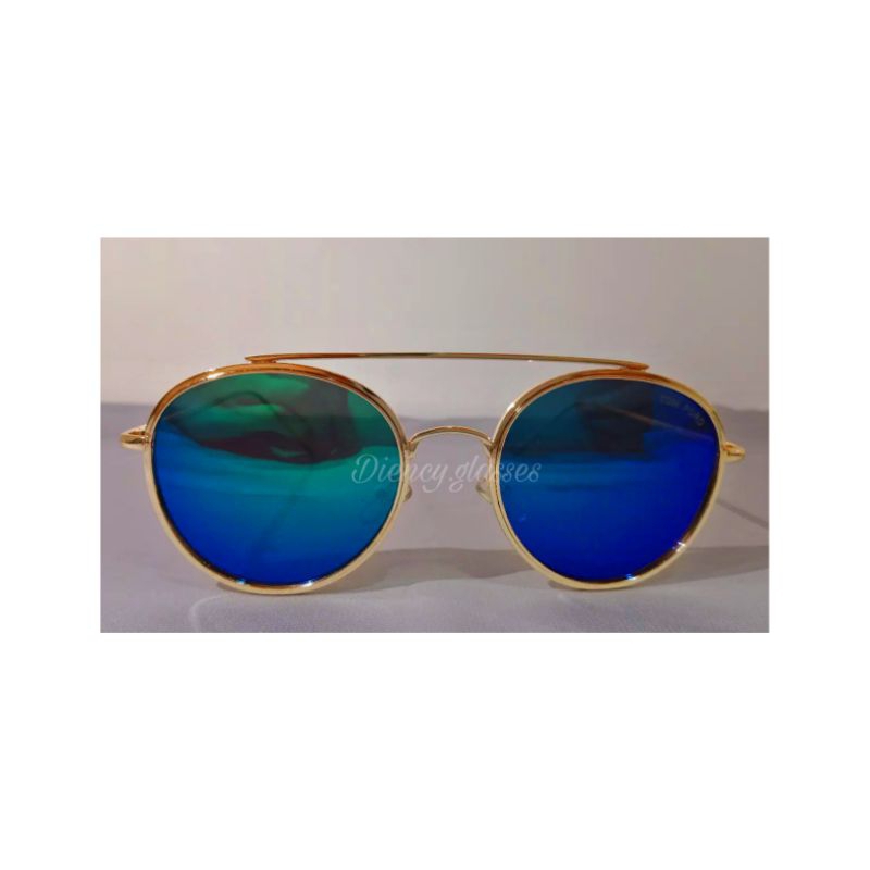 Kacamata Sunglasses Gold Lensa Blue Green Mirror Kualitas Premium