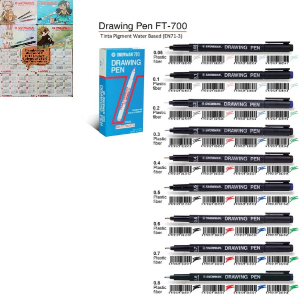 

Snowman Drawing Pen FT - 700 HITAM Pena Gambar TERMURAH 0.05 - 0.7 LUSIN - HEMAT