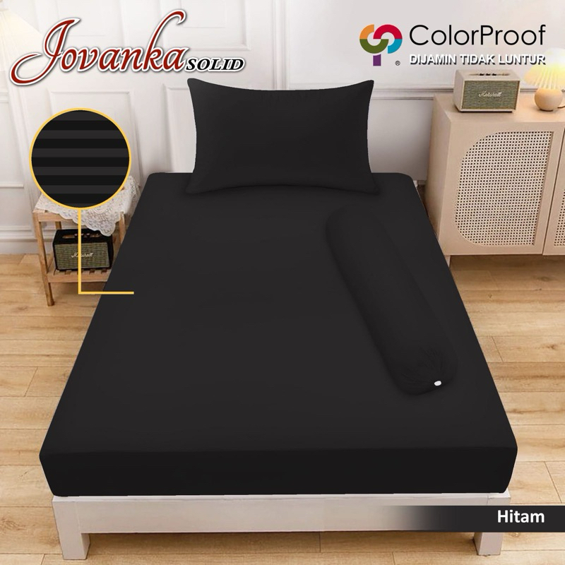 JOVANKA - Sprei Polos Embosed Hitam Ukuran Single 120x200