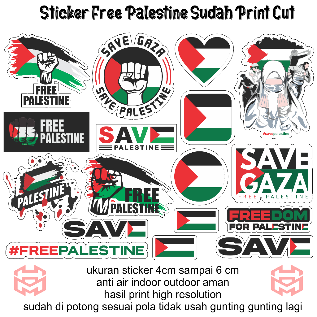 

STICKER FREE PALESTINE PRINT & CUT isi 17 PCS