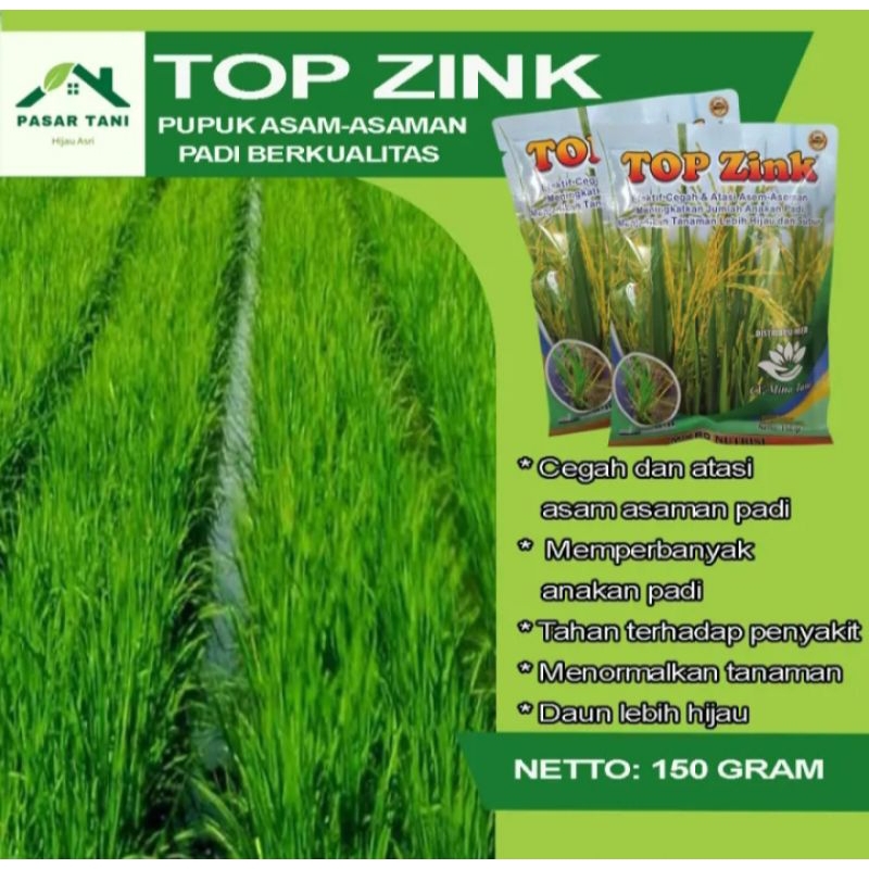 Pupuk TOP ZINK 150GR Obati Asem Aseman & Memperbanyak Anakan Padi Penyubur Tanaman