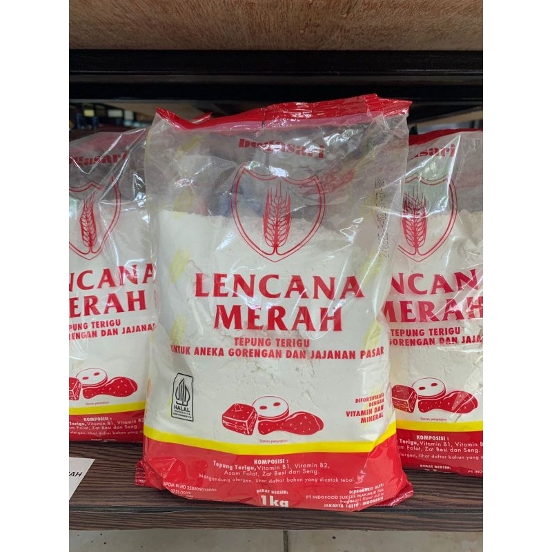 

Tepung Terigu Lencana Merah 1kg / Bogasari Lencana Merah 1kg