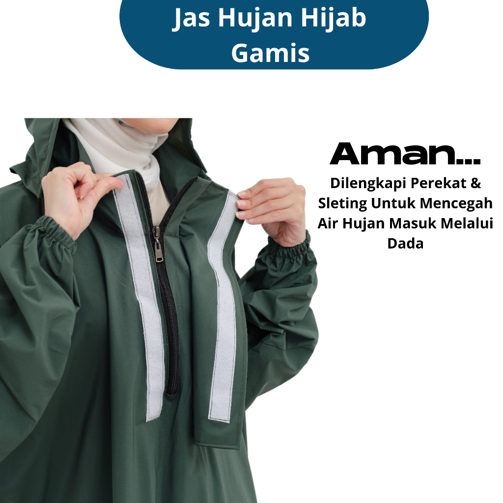 Jas Hujan Gamis Muslimah Mantel Hujan HIjab Muslim Wanita Premium Murah Bahan BerKulitas Nyaman Anti Tembus Rembes Air Hujan