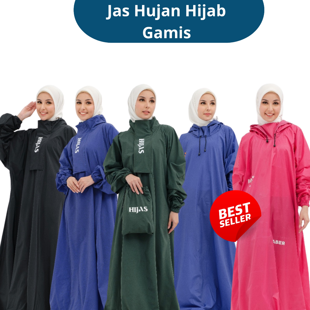 Jas Hujan Gamis Muslimah Mantel Hujan HIjab Muslim Wanita Premium Murah Bahan BerKulitas Nyaman Anti Tembus Rembes Air Hujan