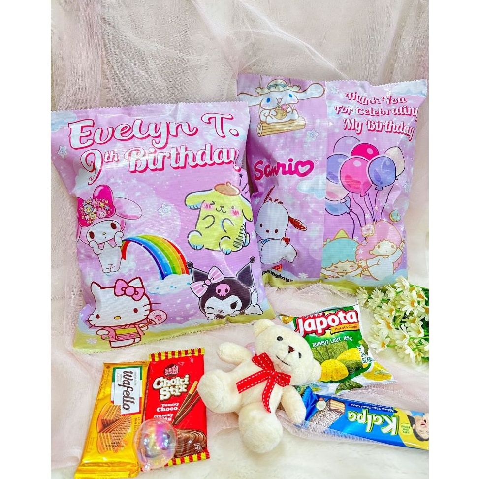 

Kode ZKR112 Sanrio - Cinnamoroll Pompurin Hellokitty Kuromi Pouch Snack Birthday / Kantong Souvenir Ulang Tahun