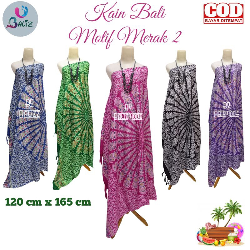 Kain Bali - Kain Pantai - Sarung Bali - Sarung Pantai - Kain Bali Motif Merak - Kain Pantai Motif - 