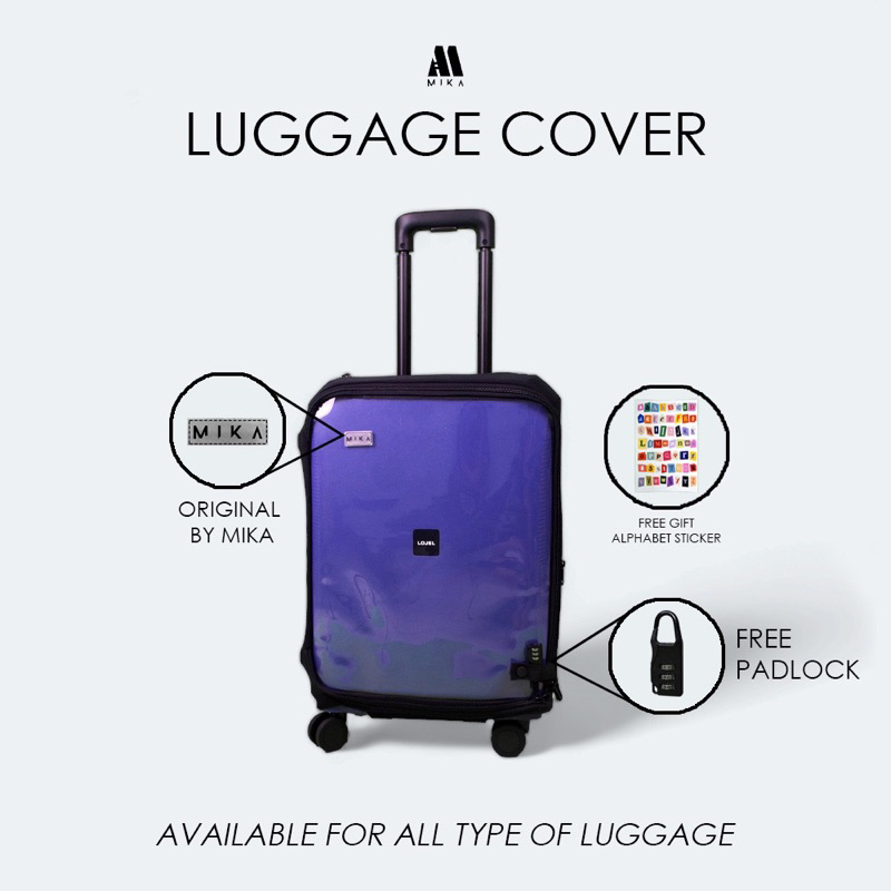 MIKA LUGAGGE COVER MIX / SARUNG PELINDUNG KOPER PLASTIK TEBAL MIX KAIN / TEMPAT KOPER BAGASI CABIN P