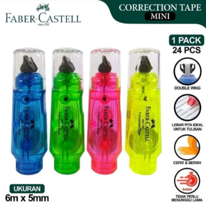 

Correction Tape Mini Faber Castell 6mx5mm / Faber castell correction tape mini / Tip ex kertas faber castell