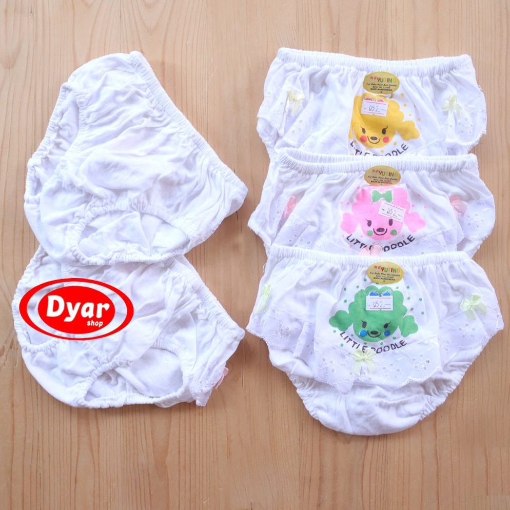 Langsung Kirim.. [ 3 pcs ] CD Yutind Kids 052 RENDA || Celana Dalam Anak Perempuan Renda Dasar Putih