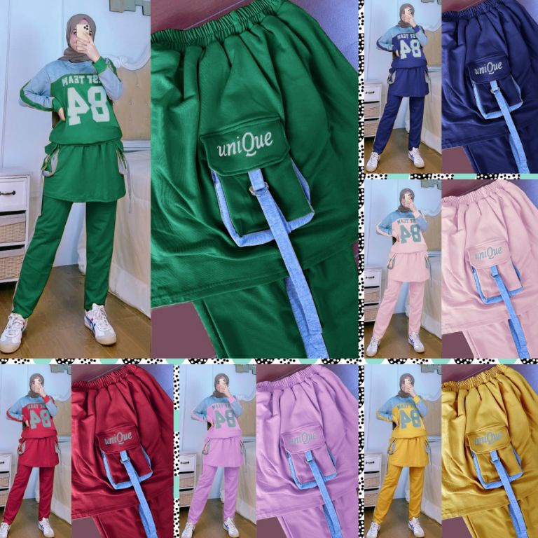 Serb@ Murah Set Team84 UV/SET SPORT WANITA/BAJU OLAHRAGA/BAJU JOGING/BASKET/SET ROK CELANA WANITA [2