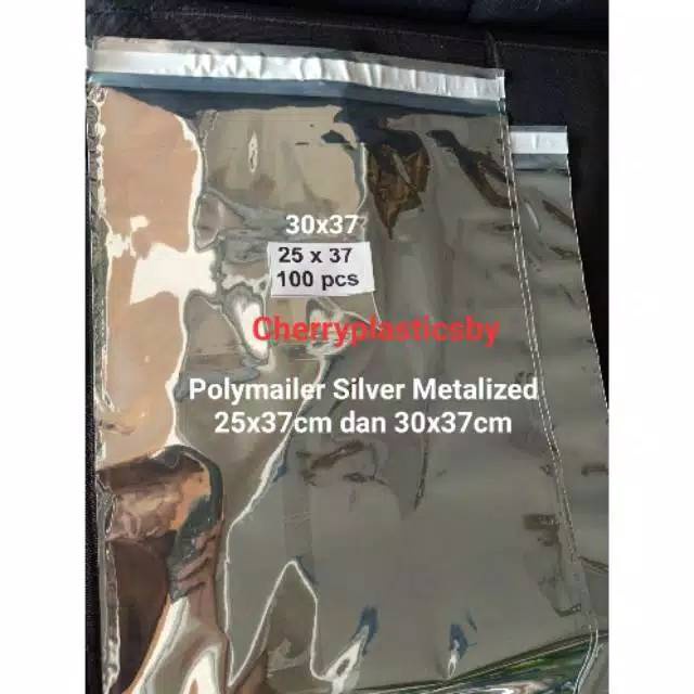 

12.12 polymailer silver metalized 30x37 amplop plastik !