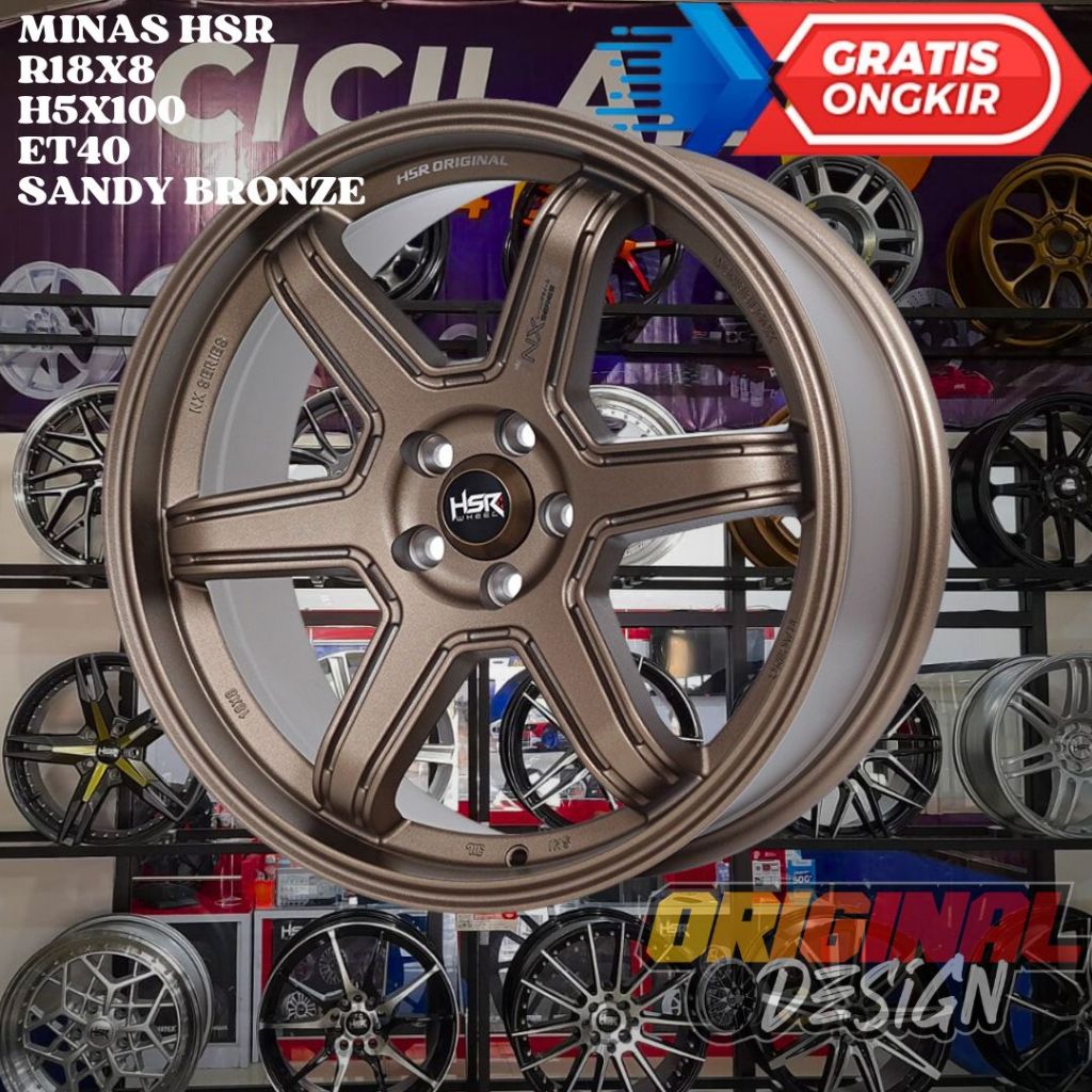 Velg Mobil Ring 18 HSR MINAS R18 LEBAR 8 BAUT 5 PCD 5X100 ET40 BRONZE