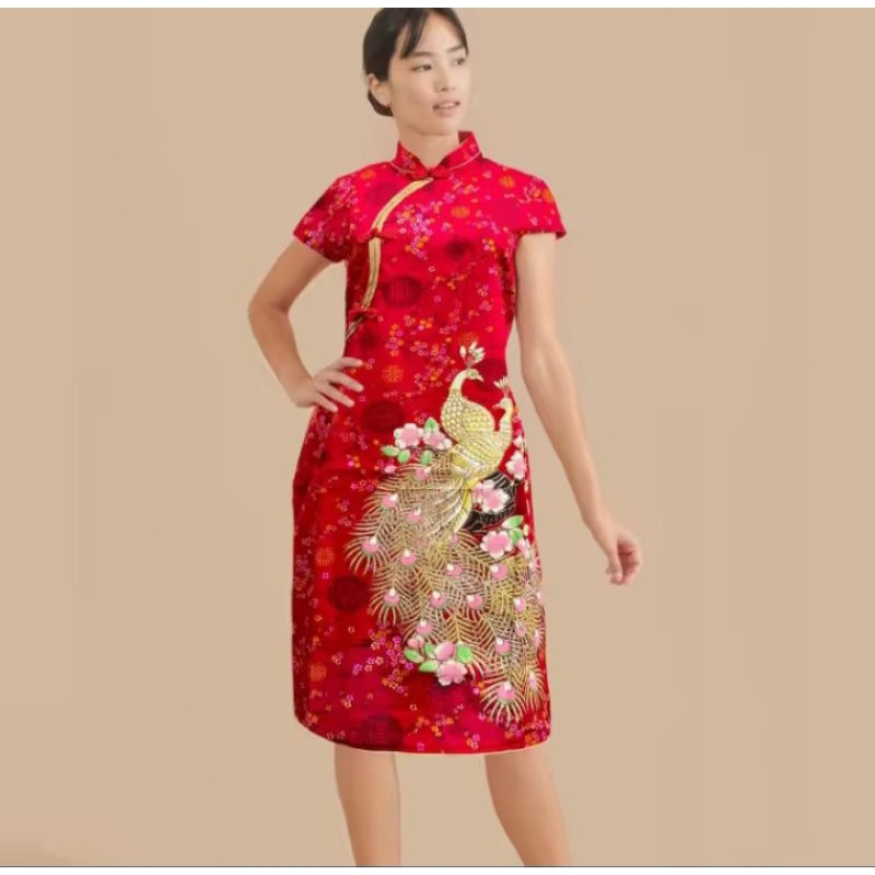 cheongsam dress baju imlek anak dan dewasa motif dress imlek couple ibu anak