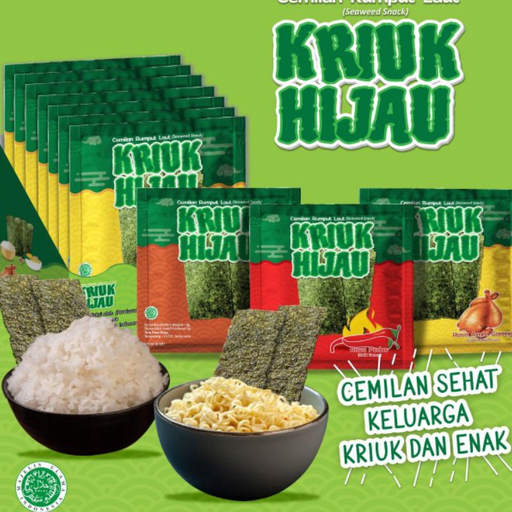 

[KODE G8ZNL] BEST SELLER KRIUK HIJAU CEMILAN RUMPUT LAUT SEAWEEDS KEKINIAN ISI 12 MURAH