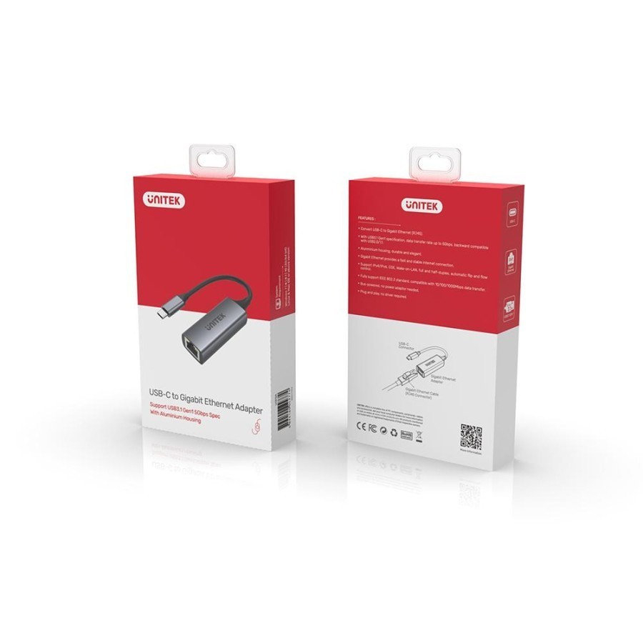 Converter Type-C to Gigabit RJ45 LAN Adapter Unitek U1312A / Konektor