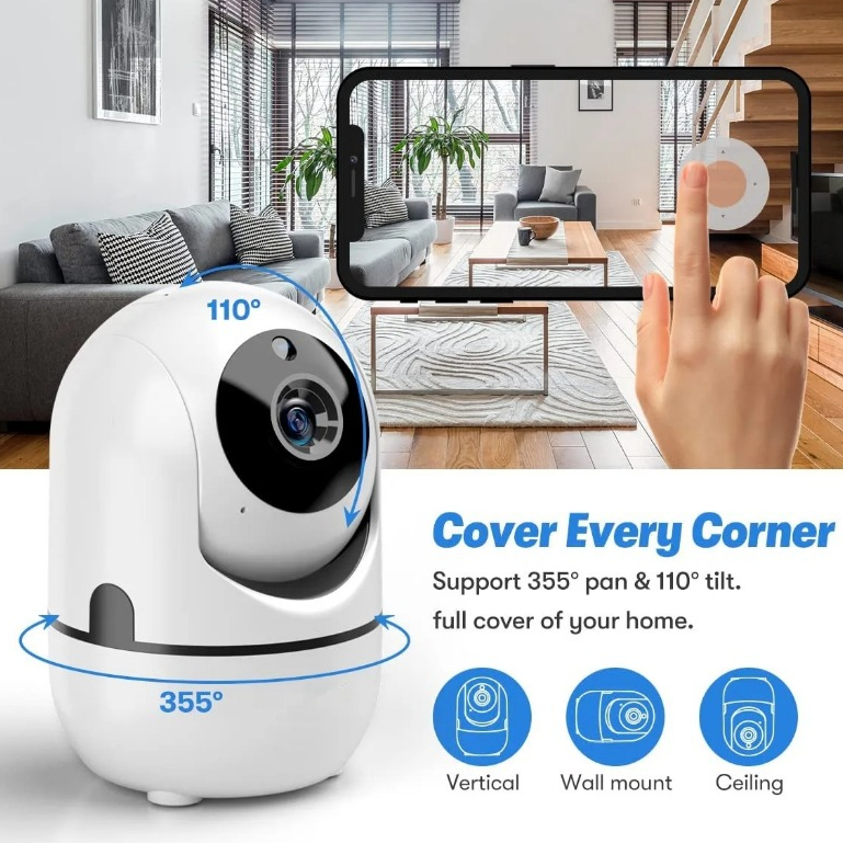 Kamera CCTV WiFi IP PTZ Audio Dua Arah Dengan IR Sensor Gerak 1080P