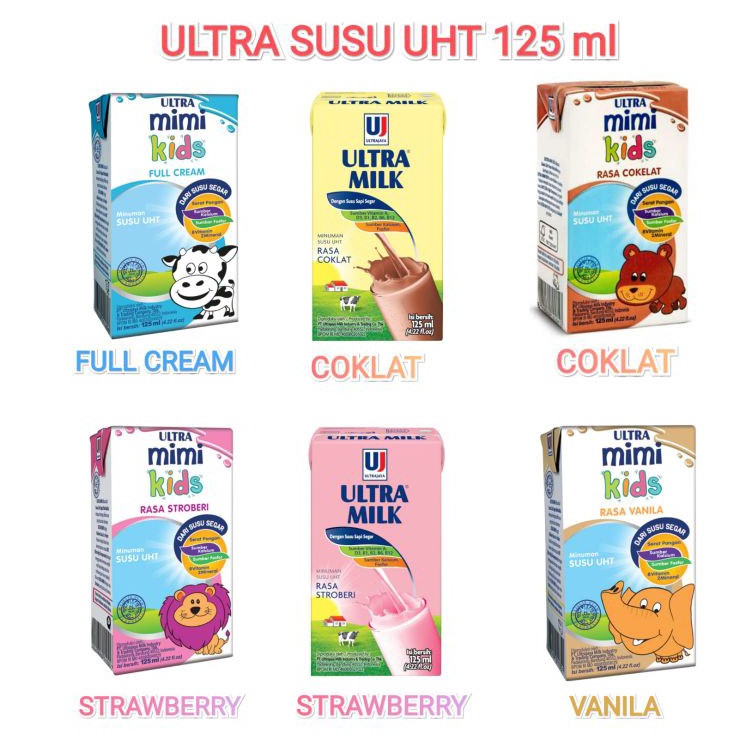 

[KODE PRODUK QBKCT95100] ULTRA MIMI ULTRA MILK SUSU UHT 125 ml / Dus