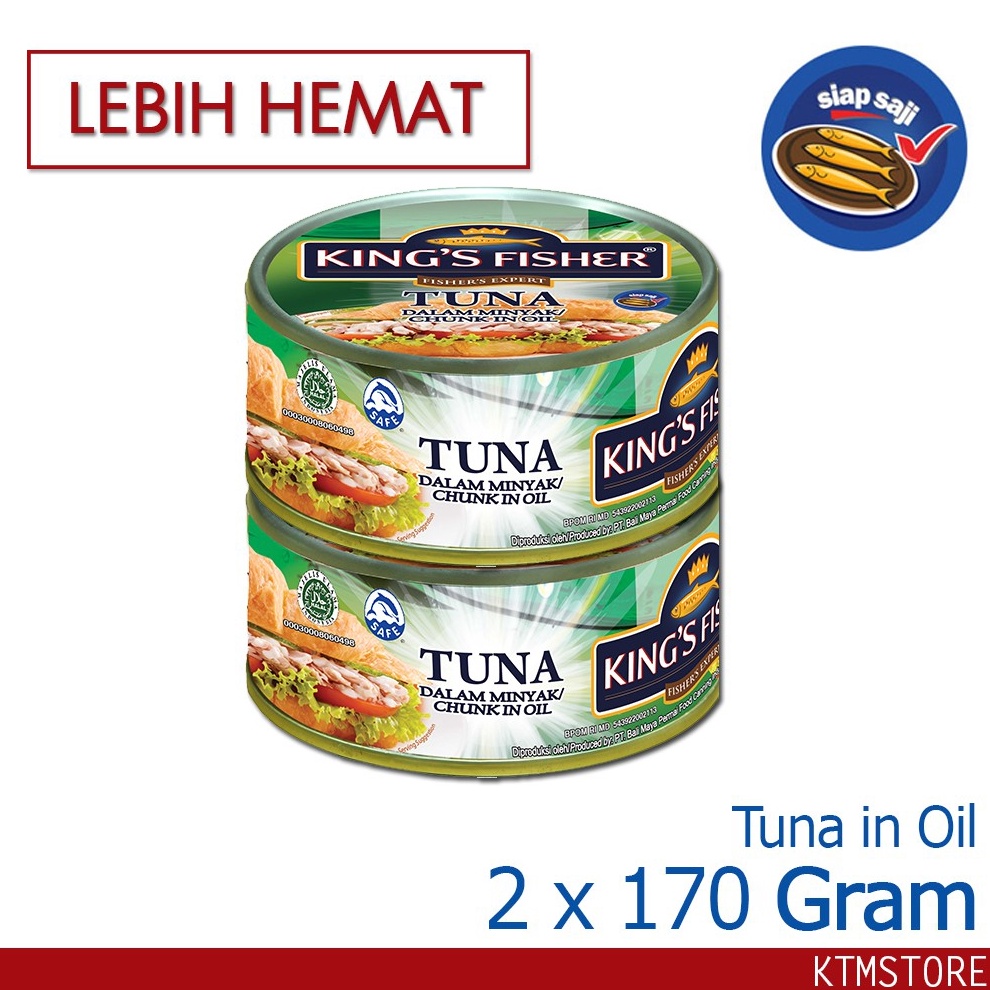 

✨MEN SALE✨ KtmStore Paket 2 pcs King's Fisher Tuna dalam Minyak Nabati Tuna in Oil Daging Tuna Makanan Kaleng 170 g murah