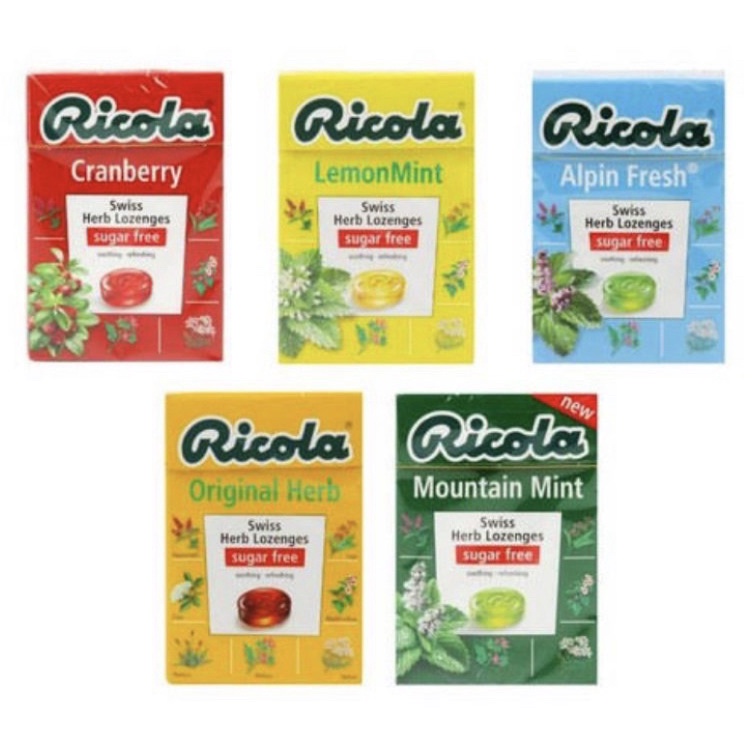 

[KODE PRODUK 6CAZW10084] RICOLA 40 GRAM / ori herb / lemon / menthol mint / cranberry / bukan ricola 45 gr all variant