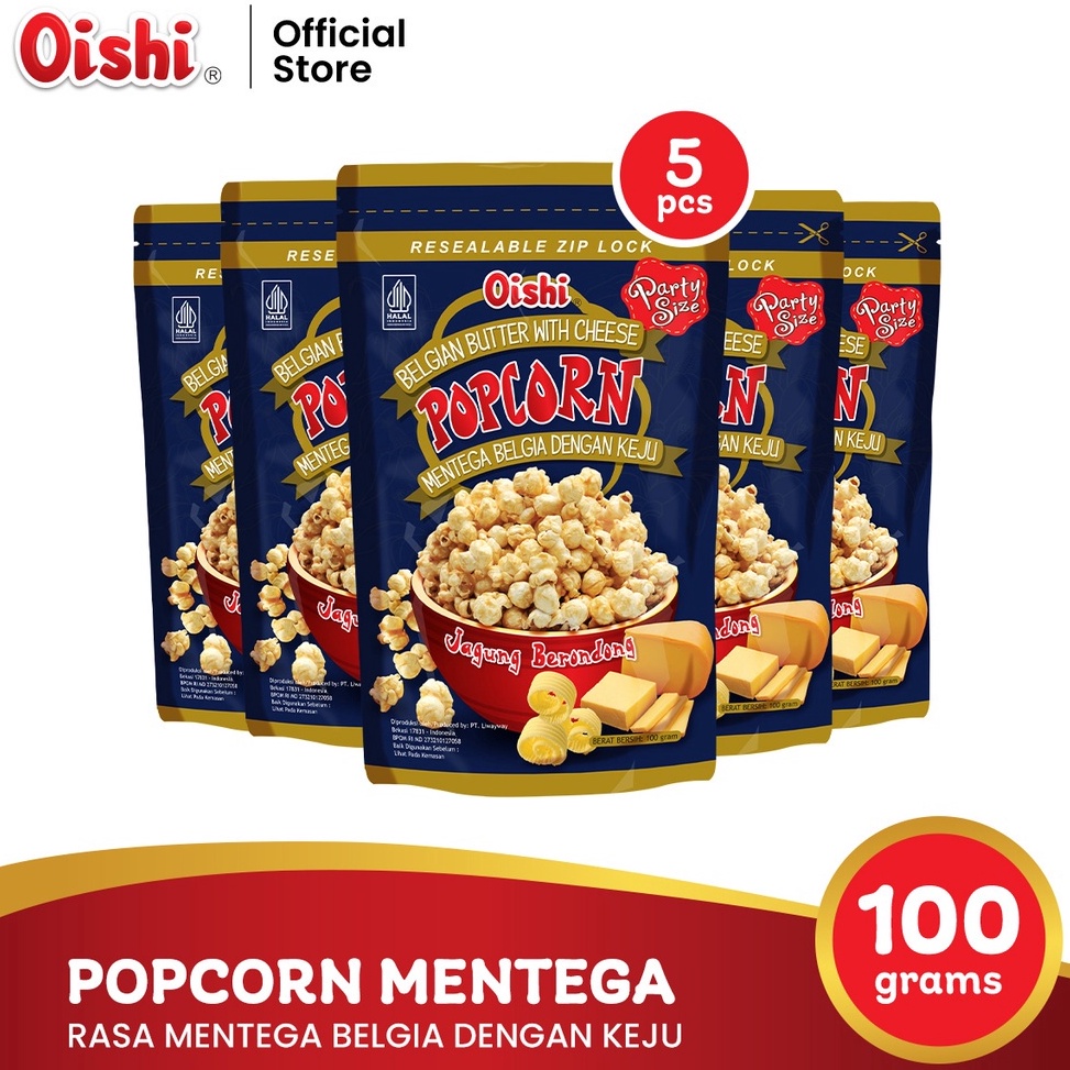 

[☀B66\] Oishi Popcorn Mentega Belgia dengan Keju - Multipack 5pcs [156]