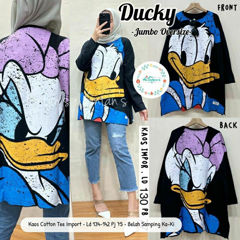 Ducky Tunik Oversize Kaos Katun Import Jumbo Fit XXL XXXL 4L Ld120 Ld130 Ld140 Bahan Melar Adem Bela