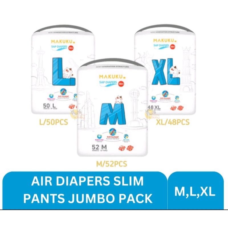 MAKUKU SAP DIAPERS SLIM XL48