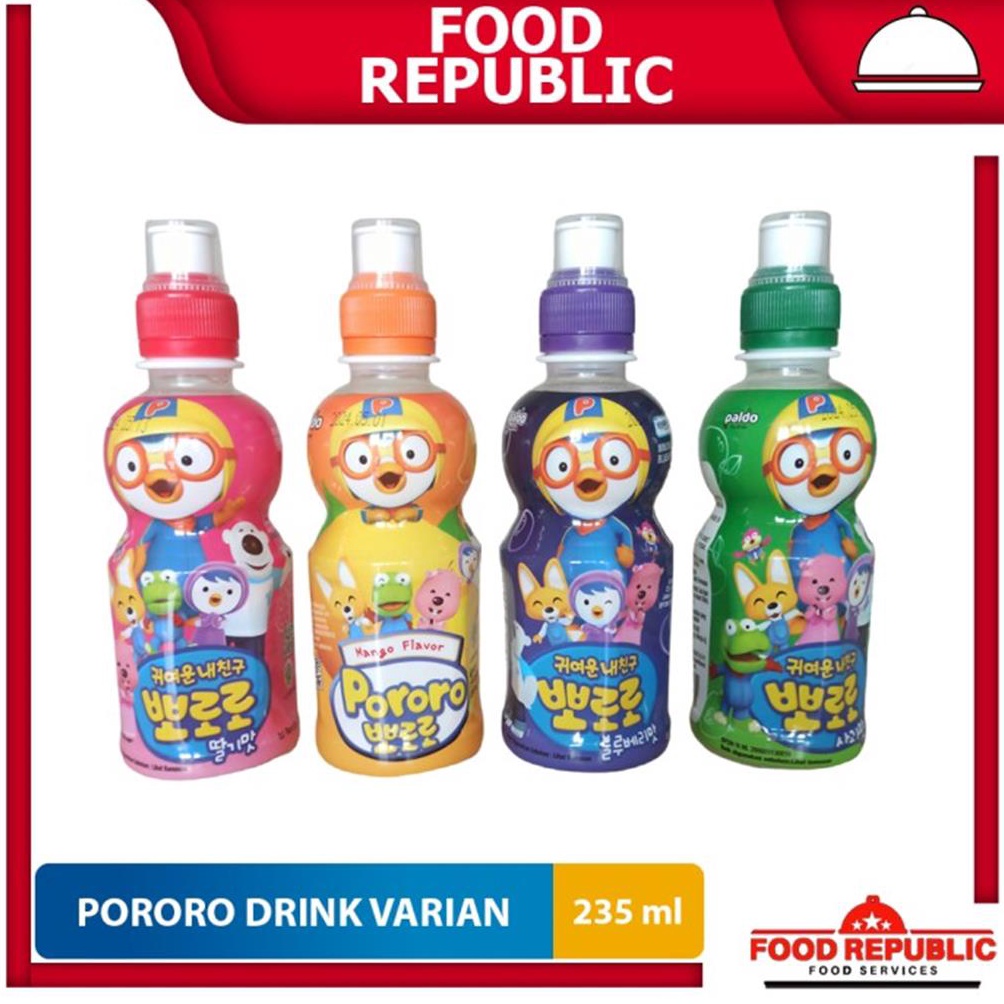 [♕F76➢] Pororo Drink Minuman Anak 235 ml Strawberry Mangga Blueberry Apel Halal Terhitz