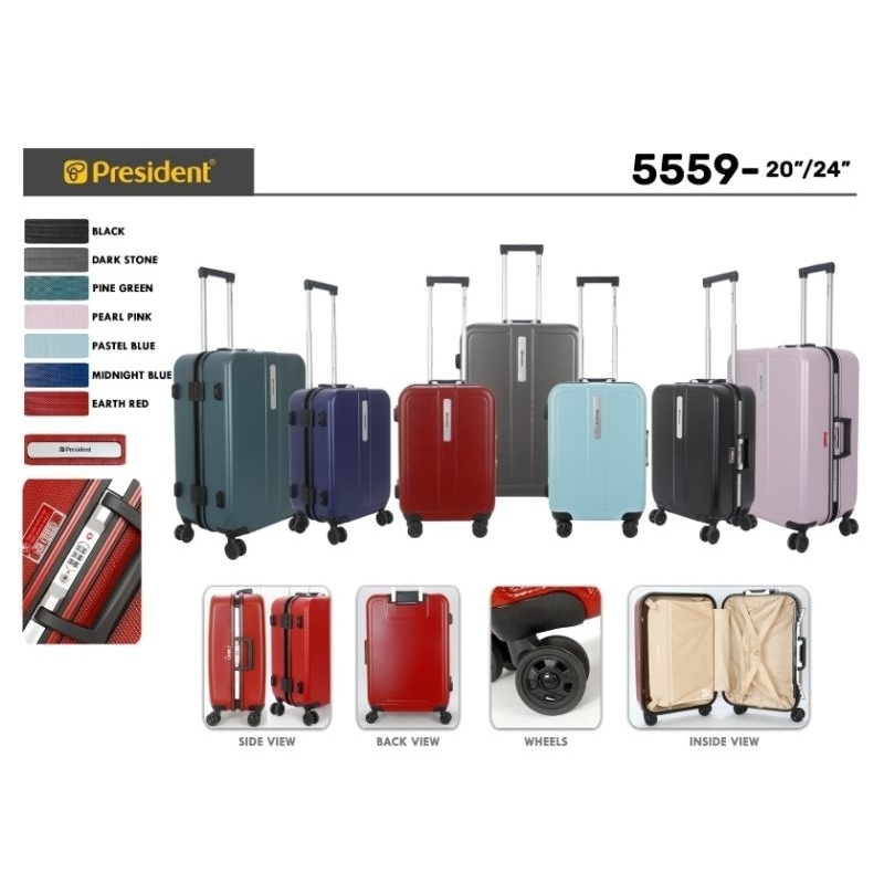 Koper President Original 20inch - 24 inc tanpa resleting - koper president polycarbonate 5559 5567 5