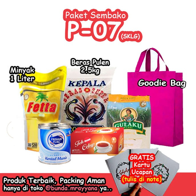 

[#P-07] Paket Sembako (kode P07-SKLG) budget 100rb, 100k, lebaran munggahan, goodie bag