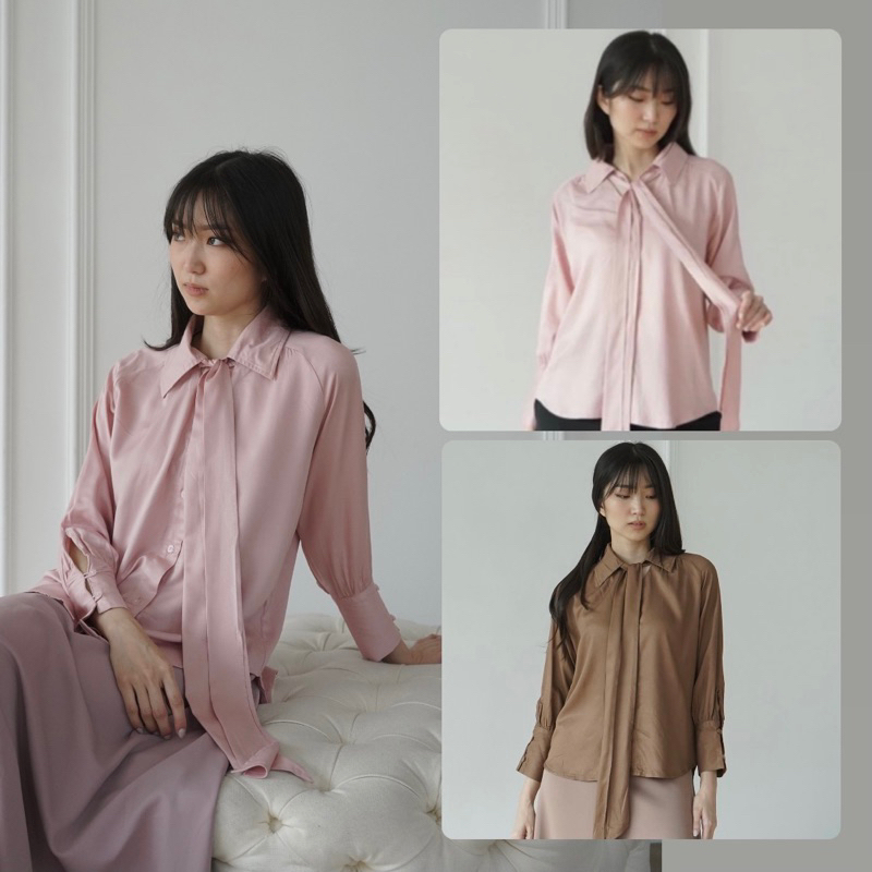 Airy Top / Kemeja / Kemeja Korea / Atasan Wanita Coklat Mahogany