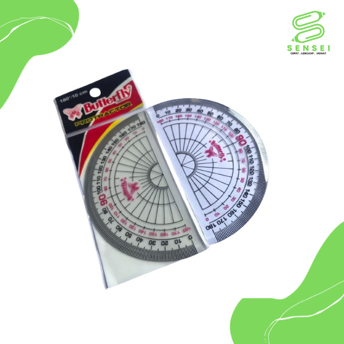 

1 PCS Penggaris Busur Derajat Butterfly 180/10 cm Protractor