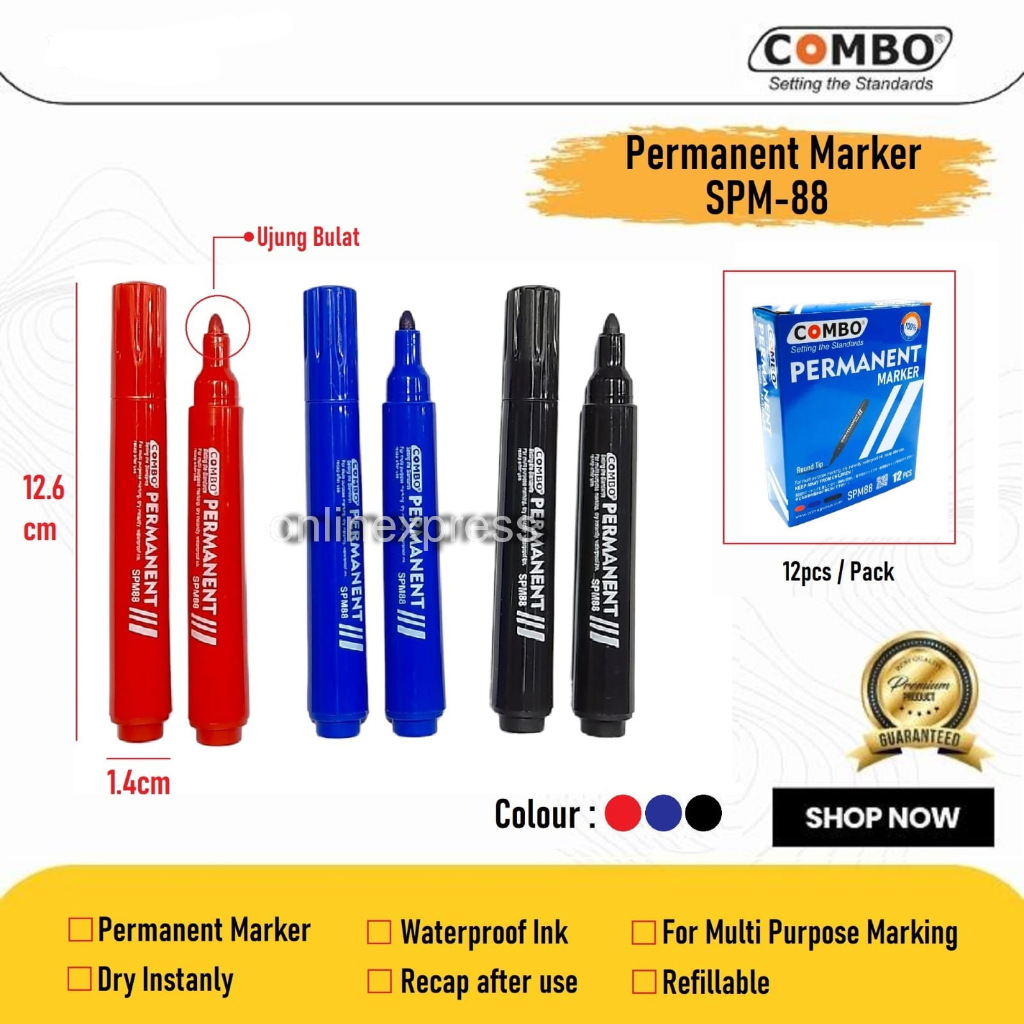 

Spidol Permanen SPM-88 / Combo Spidol Permanent Marker Round Tip