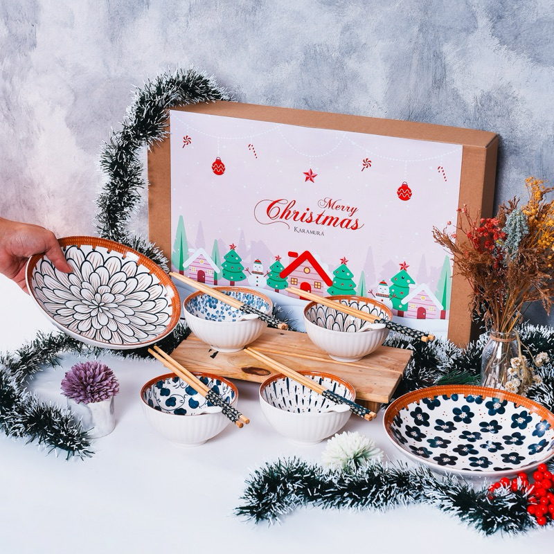 Karamura- Christmas Hampers/ Hamper natal Piring mangkok set/Hampers plate bowl set/Kado natal/bingk