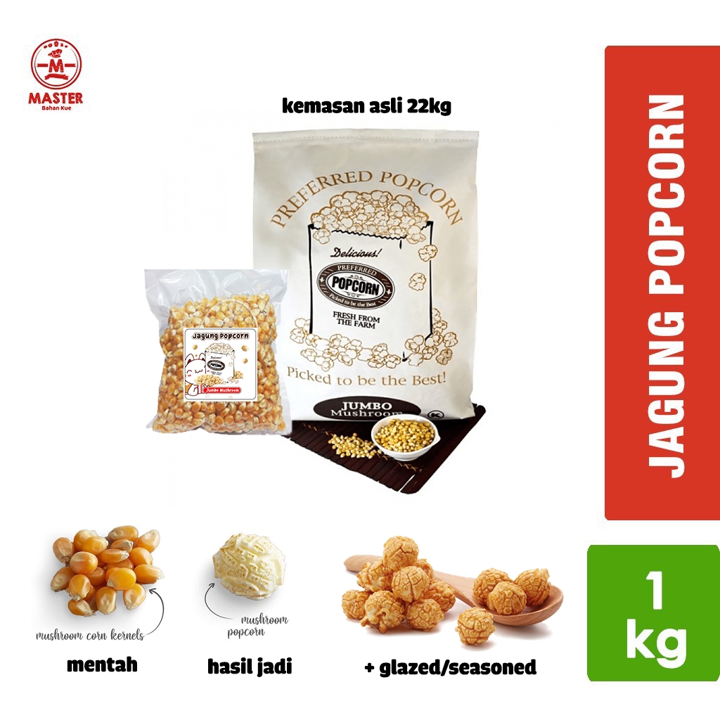 

Jagung Popcorn Jumbo Mushroom USA / Biji Jagung Popcorn [1 Kg]