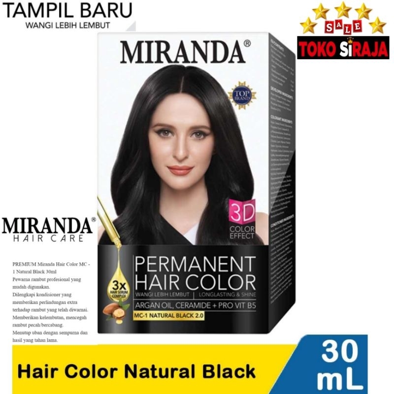 MIRANDA NATURAL BLACK MC-1 SEMIR RAMBUT PEWARNA HAIR COLOR WARNA HITAM